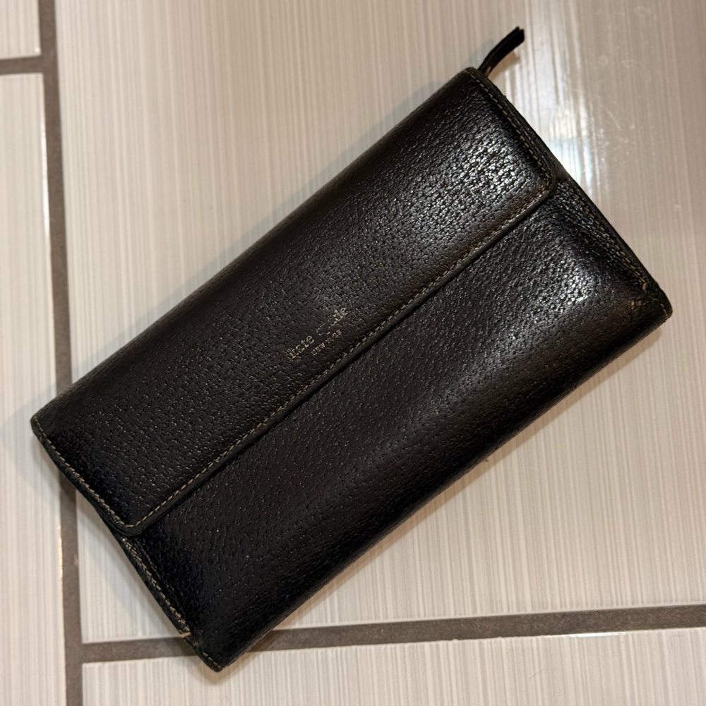 Kate Spade Black Pebbled Leather Large Continental Wallet